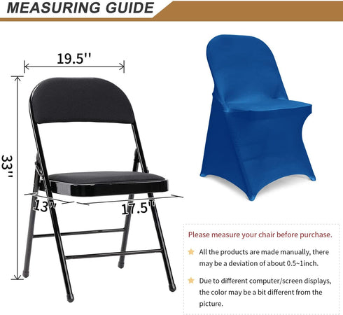 RoyalBlue 12 Spandex Chair Covers, Folding Chair Covers PCS, Universal Fitted Chair Slipcovers for Wedding, Party