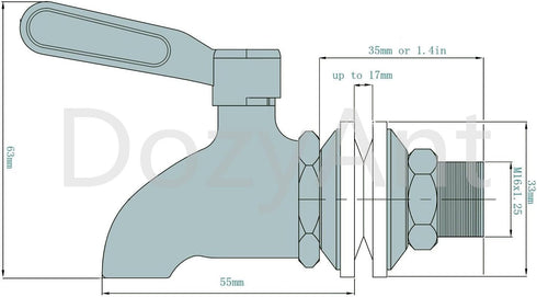 DOZYANT Durable Stainless Steel Beverage Dispenser Replacement Spigot for Gravity Filter Systems