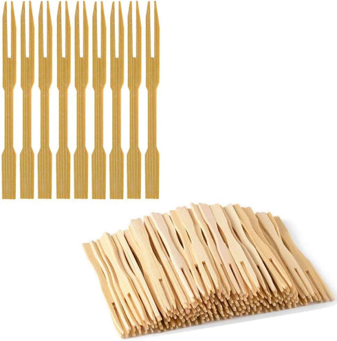 200 Pcs Bamboo Forks 3.5 inch - Wooden Appetizer Forks Mini Food Picks for Party, Banquet, Buffet, Catering