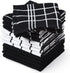 Encasa Terry Cloth Rags, Absorbent Dish Towels for Kitchen Drying and Cleaning, Pack of 12 in Terry Black