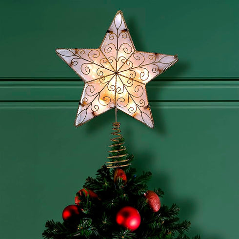 Kurt Adler UL1881 Gold Reflector Star Treetop, 10 Light, 8.5-Inch