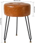 LG-31J IBUYKE Faux Leather Round Footrest, Makeup Vanity Stool Side Table, PU Dressing Table Seat, Pouf Couch Stool