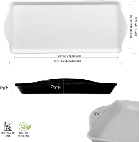 2pc Set, Calypso Basics by Reston Lloyd Melamine Tray Rectangular Serving/Ottoman Tray with Handles and Matching Small