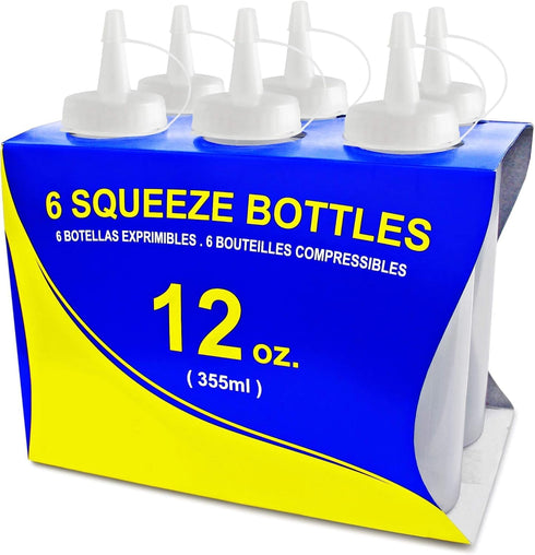 Restaurant Quality Plastic Squeeze Bottle, 12-Ounce, Set of 6, Clear, New Star