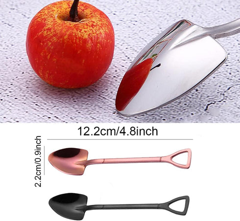 Rolin Roly 7Pcs Colourful Shovel Spoons, Rainbow Stainless Steel Dessert Spoon Set for Mixing Drinks
