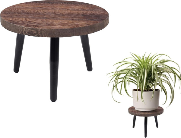 Neracking 8 Inch Plant Stand, Small Floor Indoor Plant Stand, Mid Century Wood