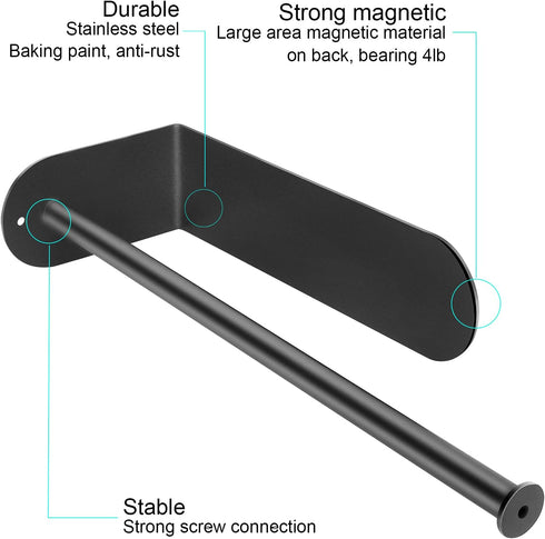 Kitchen Magnetic Stainless Steel Paper Towel Holder for Refrigerator, Grill, Toolbox (Magnetic-30cm-Black-B)