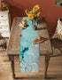 Falaniique 36 Inches Marble Turquoise Aqua Table Runner Long,Cotton Linen Modern Teal Kitchen Dinner Dining Table