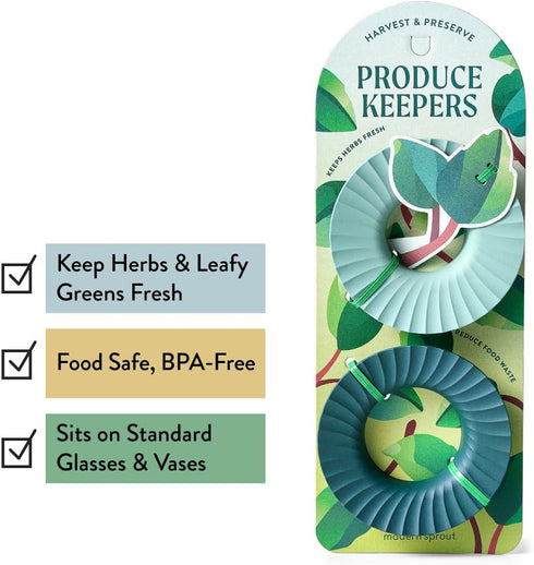 2 2 Pack Modern Sprout Produce Keeper for Fresh Herbs & Greens - Eco-Friendly, BPA-Free, Sustainable Materials