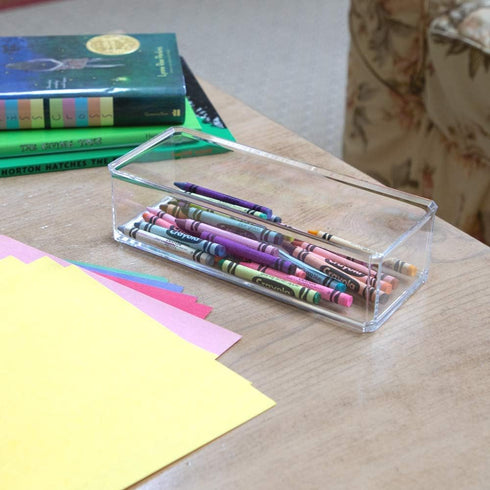 Isaac Jacobs Clear Acrylic Rectangular Stackable Storage Organizer, 9" L x 3.5" W x 2.5" H, Multi-Functional