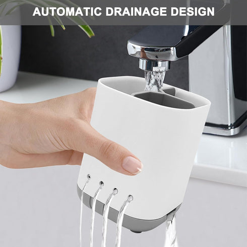 Bathroom Toothbrush Holder, Grey Plastic Detachable Organizer Caddy with 3 Slots for Electric Toothbrush and Toothpaste