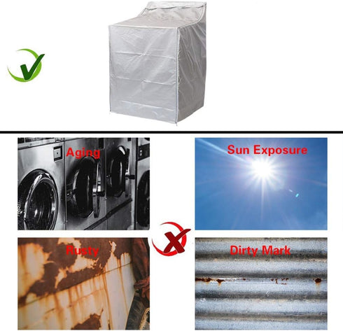 QLLY Washer/Dryer Cover for Top-loading Machine, Waterproof, Dustproof, Sun-Proof, W29”D28”H43” (Basic Silver)