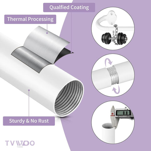 Wrap Around Curtain Rods - White Curtain Rods 28 to 60 Inch, 5/8 Inch Adjustable Blackout Curtain Rod, Aluminum Curtain