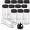 RoyalHouse 12 Pack 5.5 Oz Plastic Spice Jars with Black Cap, Clear