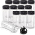 RoyalHouse 12 Pack 5.5 Oz Plastic Spice Jars with Black Cap, Clear