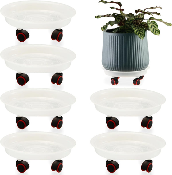 6 Packs 11.8 inches Large Plant Caddy Plant Saucers on Wheels Rolling