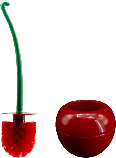 Cherry Toilet Brush Set, Cute Standing Toilet Bowl Brush and Holder, Long Handle, Pack of 2, Red
