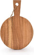 Round Acacia Wood Cutting Board with Handle for Chopping and Serving Charcuterie, Cheese, Pizza, Bread - Wall Décor (13" X 9" X 0.75") by Samhita