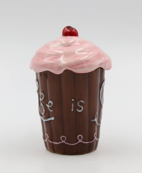 Life Is Sweet Mug with Pink Lid, 5-3/4-Inch