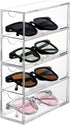 Clear Sunglasses Organizer Storage for Women, Stackable Acrylic Drawers for Bathroom, Dorm, Desk, Countertop, 4 Drawers