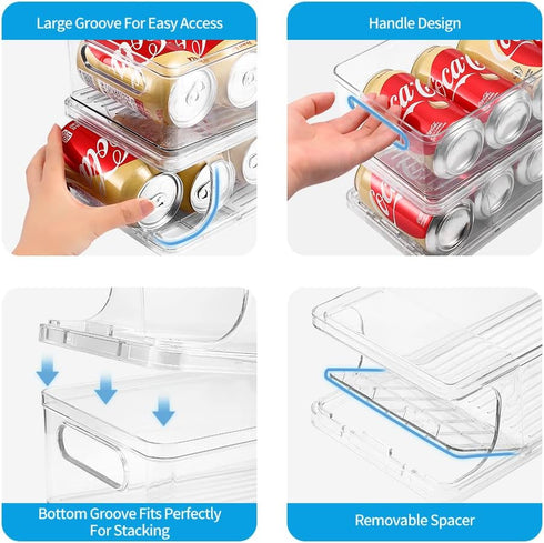 Xicennego 3-Tier Stackable Soda Can Organizer, Beverage Can Holder for Refrigerator, Pantry, Cupboard