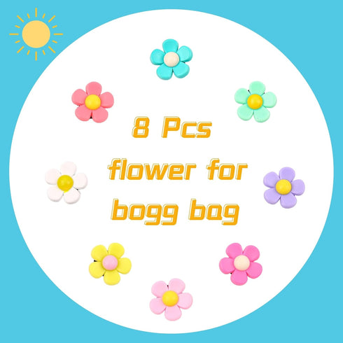 8 Pcs Flower Charm Accessory for Bogg Bags and Simply Southern Totes, Decorative Accessories for Beach Tote Bags