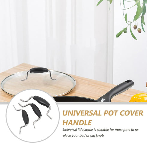 EXCEART Replacement Pot Side Handles, Metal Pot Lid Knob, Grip Pot Handle, Kitchen Cookware Supplies (Black)