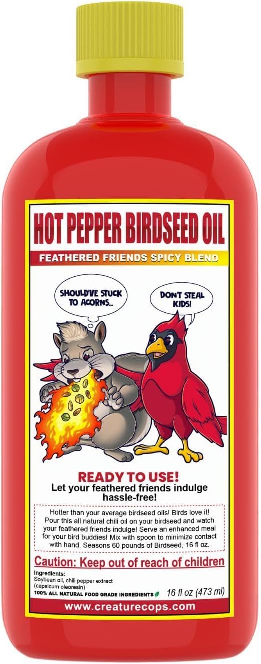 CreatureCops Spicy Squirrel Seed Sauce | All-Natural & Squirrel-Resistant Hot Pepper Bird