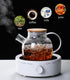 Hwagui Glass Teapot with Infuser, Heat Resistant Kettle for Loose and Blooming Tea, 1000ml/33oz