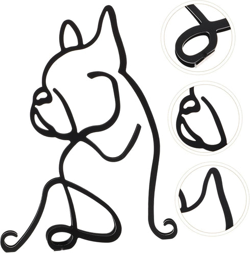 Wrought Iron Pet Ornament, Abstract Dog Sculpture, Metal Art Figure, Geometric Statue for Desk Decor, Office