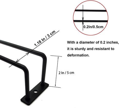 14-Inch Black Wine Glass Rack, Under Cabinet Stemware Holder, Set of 2 Hanging Stemware Racks