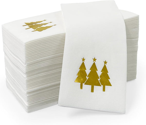 FUNPAK Christmas Napkins Paper Hand Towels for Bathroom Dinner, Disposable Christmas Napkins, 100pcs