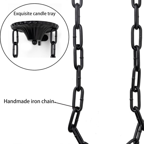 Sconce(Set 2)-Medieval Candle of Metal Wall Decorations-Gothic Retro Chain Wall Candle Sconces-Black Wall Sconces