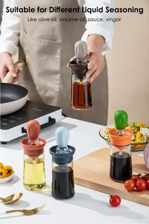 3 Pack 2 1 180ml, T-OB21 TINMIX Oil Dispenser with Brush - IN Olive Oil Dispensing Bottle with Basting Brush