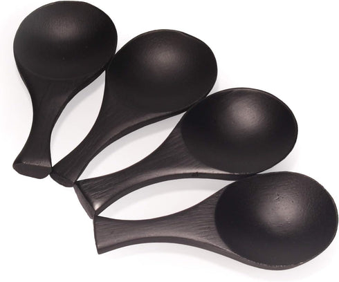 BambooMN 3.5" Small Solid Bamboo Round Scoop - Black - 10pcs