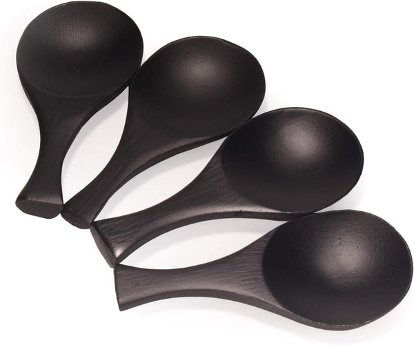BambooMN 3.5" Small Solid Bamboo Round Scoop - Black - 10pcs