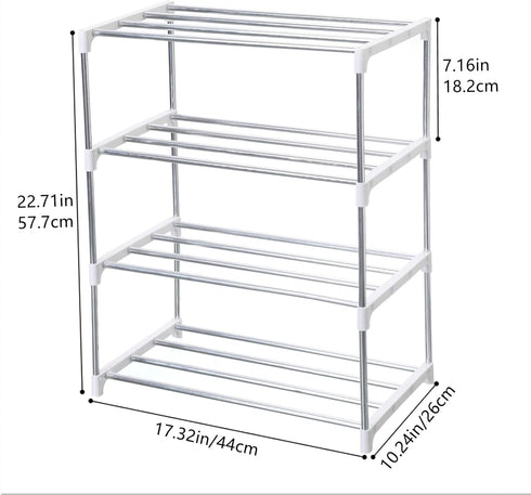 Closet (4-Tier, Jucaifu Stackable Small Shoe Rack, Entryway, Hallway and Space Saving Storage and Organization White)