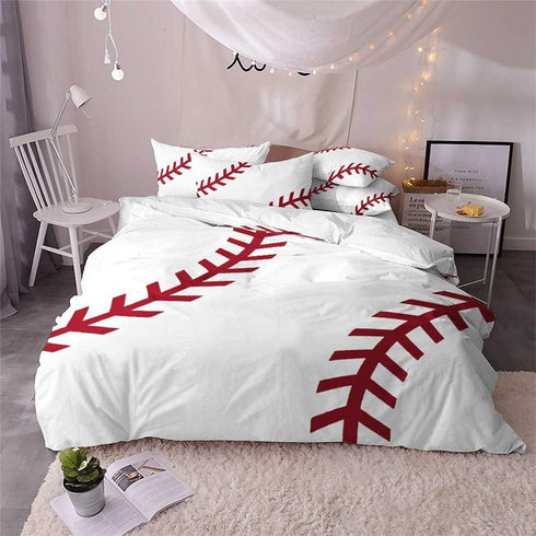 LanS Precise Baseball Sport Series Duvet Cover Bedding Set, 3/4 Piece Set (Duvet Cover + 2 Pillowcases + Sheets)
