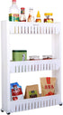 Mobile Shelving Unit Organizer for Laundry Room with 3 Large Storage Baskets, Slim Slide Out Pantry Rack for Narrow