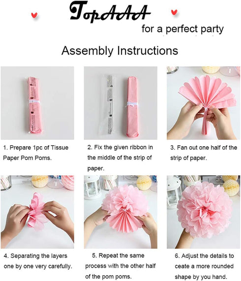 TopAAA 12pcs Tissue Paper Flower Poms - DIY Decorations for Wedding, Birthday, Graduation, 10 inches (Gold)