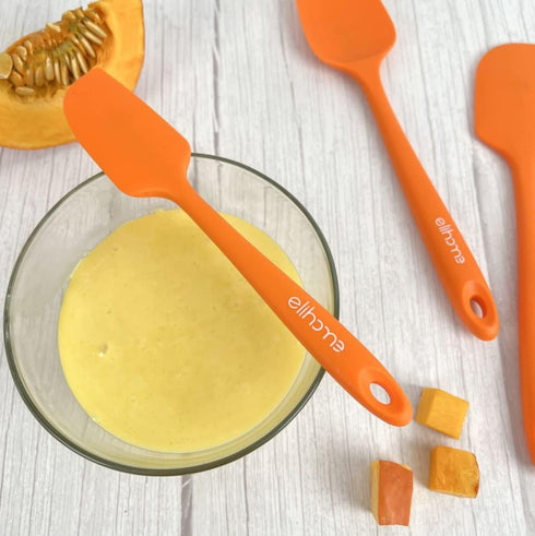 Chef Series 3 Piece Silicone Spatula Set - 600°F Heat Resistant Kitchen Scrapers for Cooking, Orange