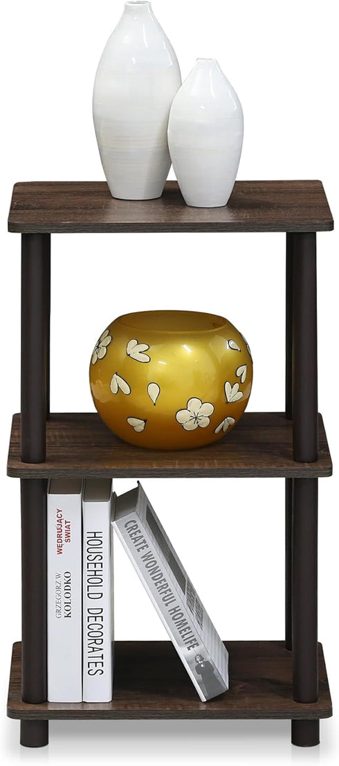 2 FURINNO Turn-N-Tube Space Shelf, Walnut/Brown
