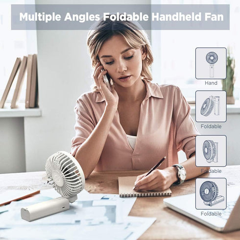 EasyAcc Handheld Fan, Powerful Quiet Portable Fan with 4 Speed, 17H Battery Operated for Travel