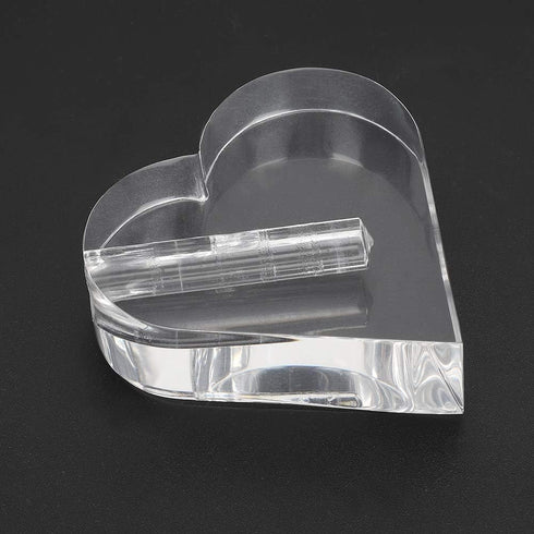 24k Rose Display Stand - Heart-Shaped Stand for Single Real Roses or Artificial Flower Base, Transparent Shelf Support