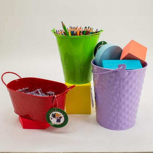Colorful Small Metal Buckets, Medium Tin Pails, Ice Buckets, Galvanized Wedding Buckets, Party Snack Buckets, Flower
