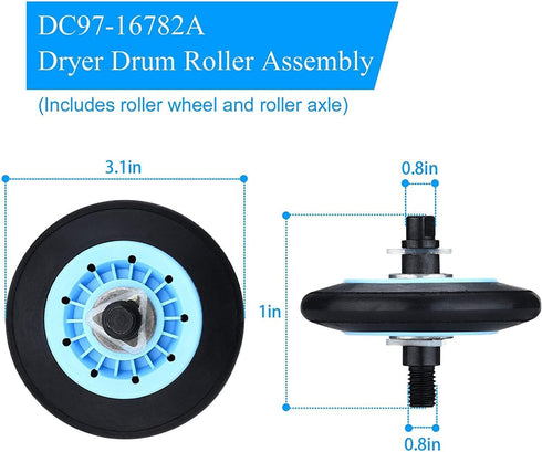 Ultra Durable DC97-16782A Dryer Drum Roller Replacement Kit by AMI, Compatible with Samsung Dryer, 4 Pack