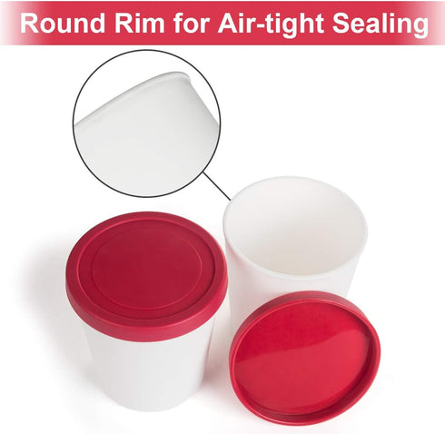 Set 2 (1 DUNCHATY Ice Cream Containers for Homemade Ice Cream, BPA-Free Reusable Freezer Storage Tubs with Airtight