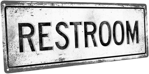 Restroom Metal Sign, 6"x16", Retro, Rustic