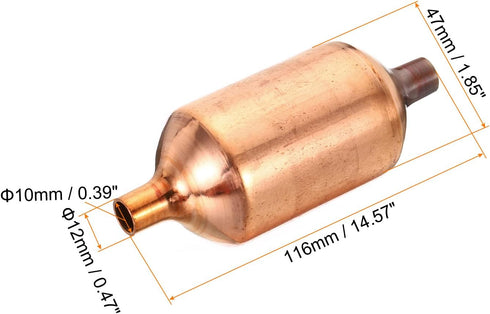 PATIKIL 3P Air Conditioner Filter Drier, Pure Copper Liquid Line Replacement for AC Heat Pump Refrigerator, Copper Tone