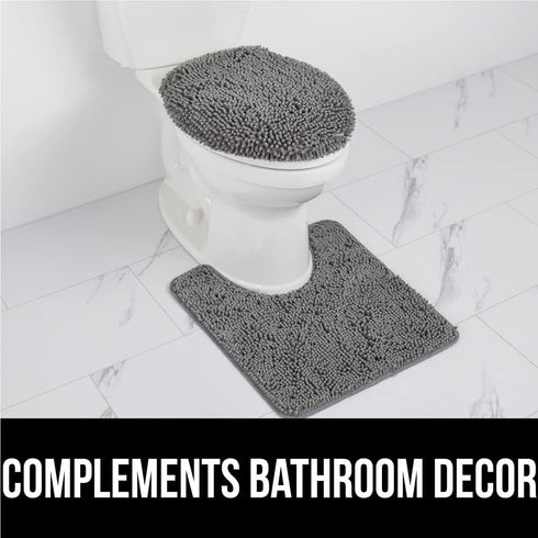 Gorilla Grip Plush Absorbent Shaggy Chenille Bath Rug Mat for Toilet Base | Machine Washable Microfiber Bathroom